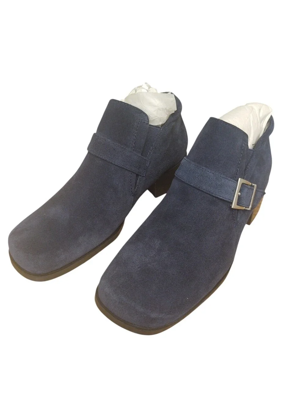 New Markon Women's Navy Suede Ankle Boot with Buckle Size 8